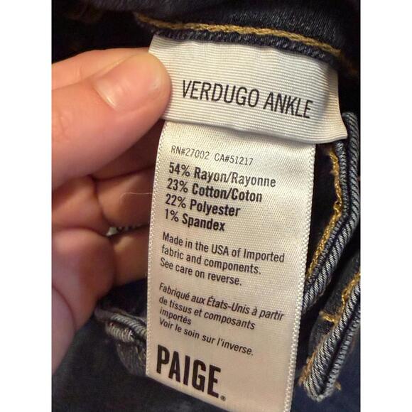 PAIGE Verdugo Ankle Blue Denim Skinny Jeans Stretch Women’s XXS - Picture 4 of 7